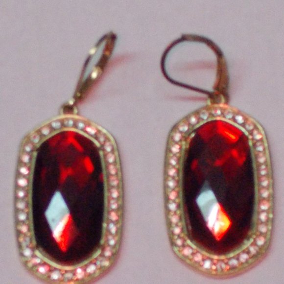 Jewelry - Stunning Red Pierced Earrings With Rhinestones